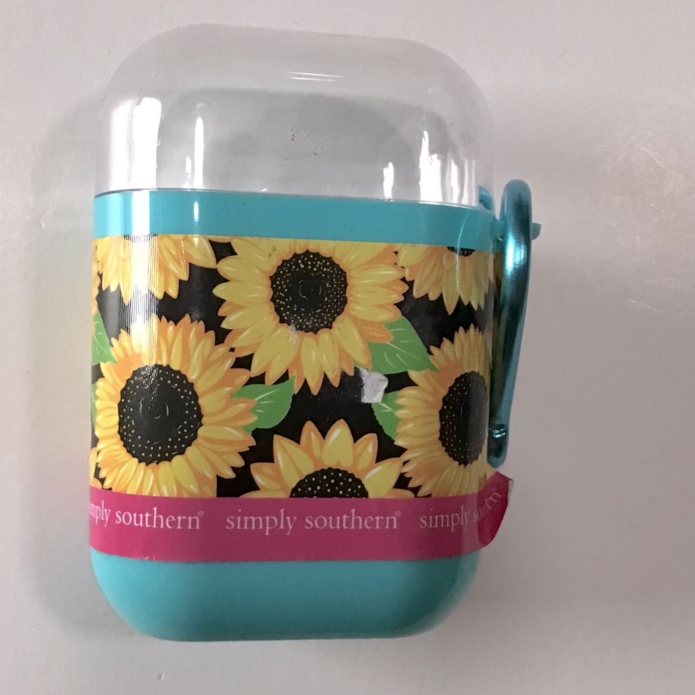 Simply Southern Travel Case for Reusable Straw Blue Clear Yellow Sunflowers